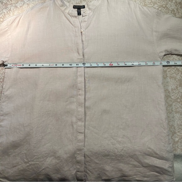 Eileen Fisher ~Pale Lavender Organic Linen Long Sleeve Button Front Tunic-Small - Picture 8 of 11